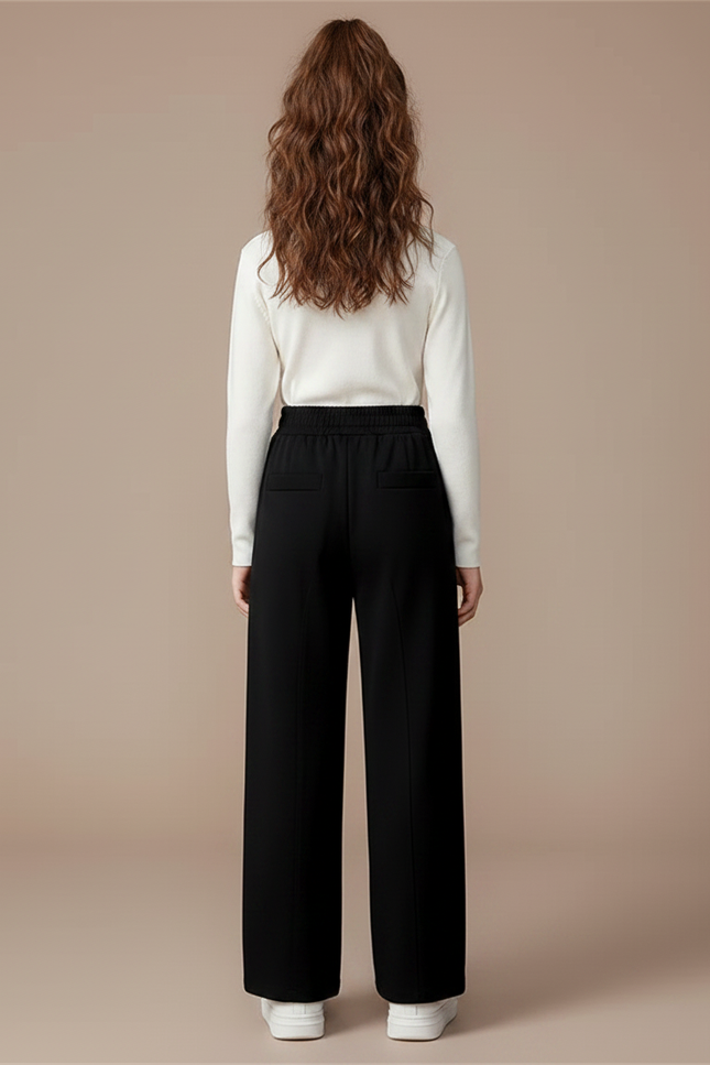 Pantalon Fluide Noir Ample Taille Haute Fille - Polyester - vue 2