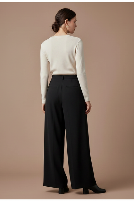 Pantalon Fluide Femme Travail - Noir Viscose - vue 2