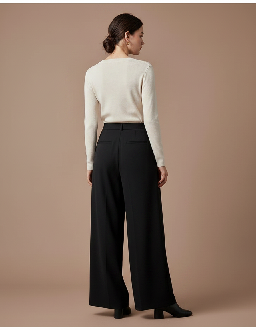Pantalon Fluide Femme Travail - Noir Viscose - vue 2