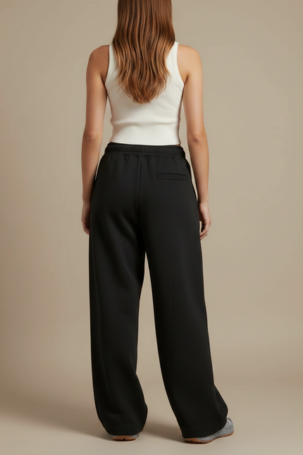 Pantalon Fluide Noir Ample Taille Haute Sport - Molleton - vue 2