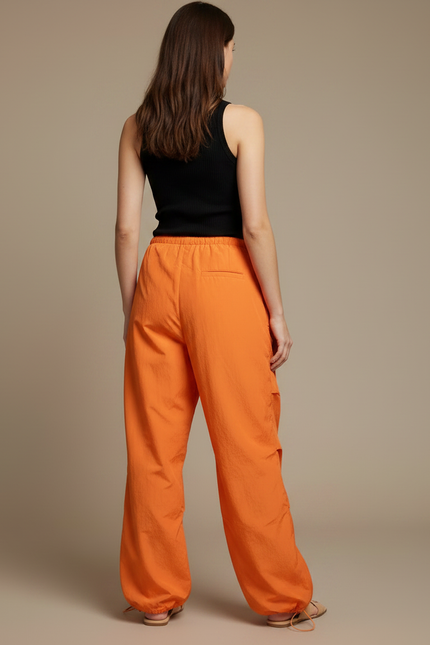 Pantalon Fluide Orange Ample Sport Décontracté Femme - Polyester - vue 2