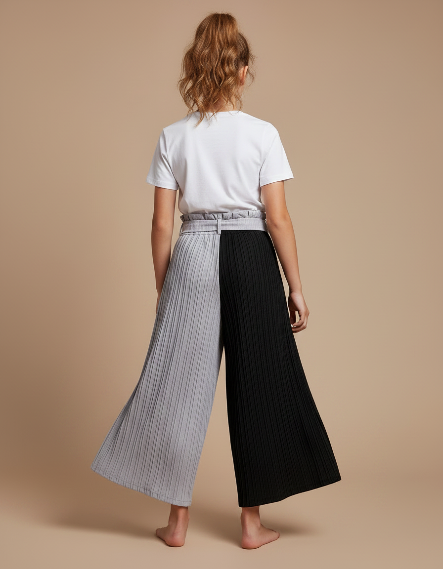 Pantalon Fluide Ceinture Noeud - Multicolore Maille - vue 2