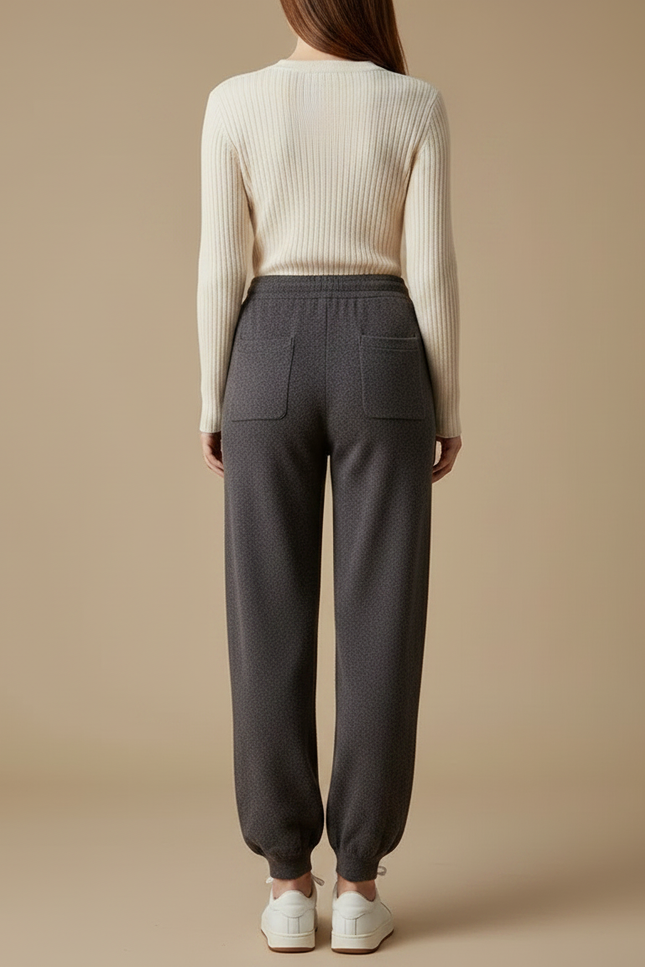 Pantalon Fluide Gris Maille Confortable Décontracté Femme - vue 2