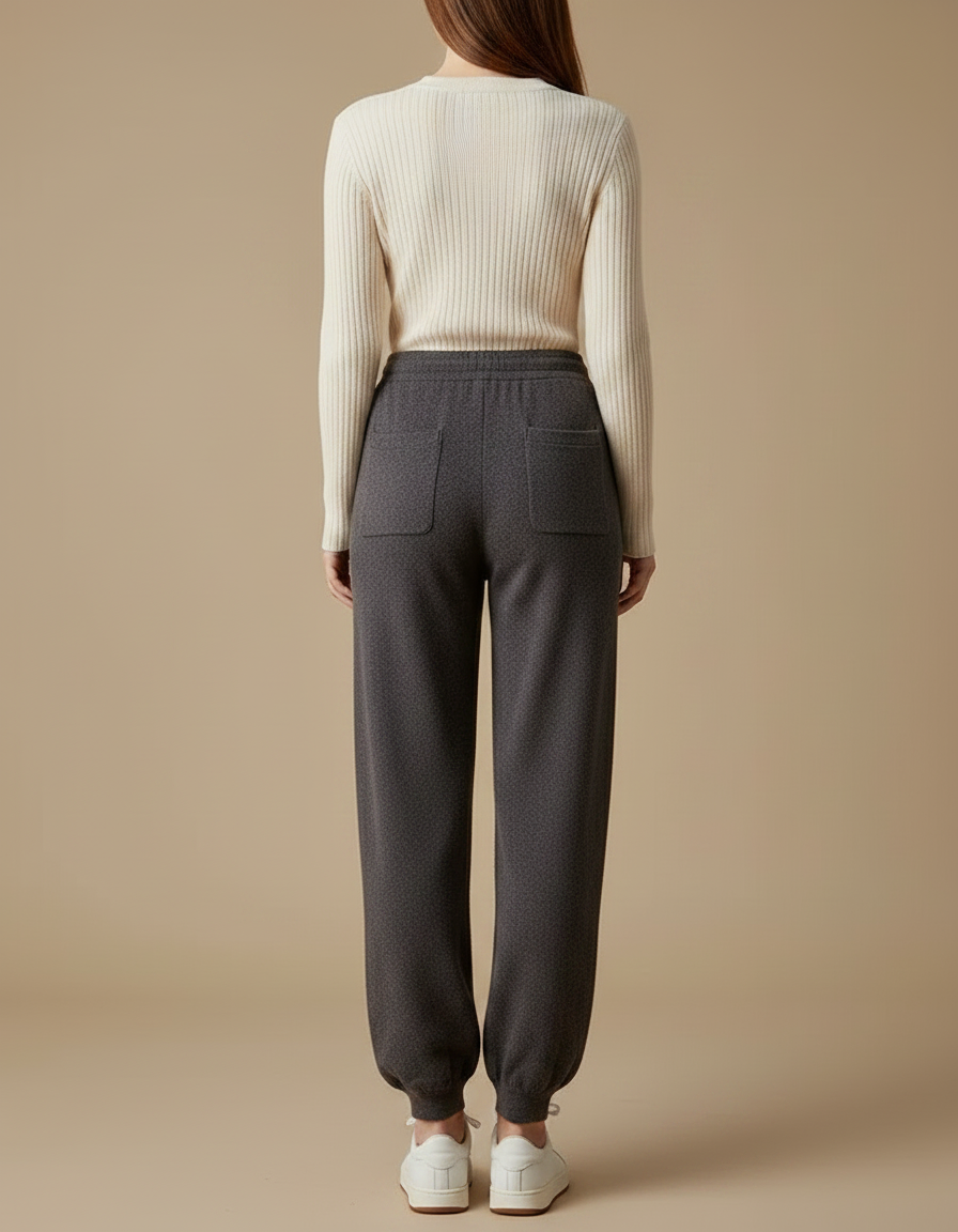 Pantalon Fluide Gris Maille Confortable Décontracté Femme - vue 2
