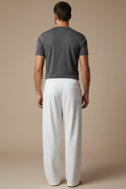 Pantalon Fluide Blanc Ample Imprimé Sakura Cordon Homme - Polyester - vue 2