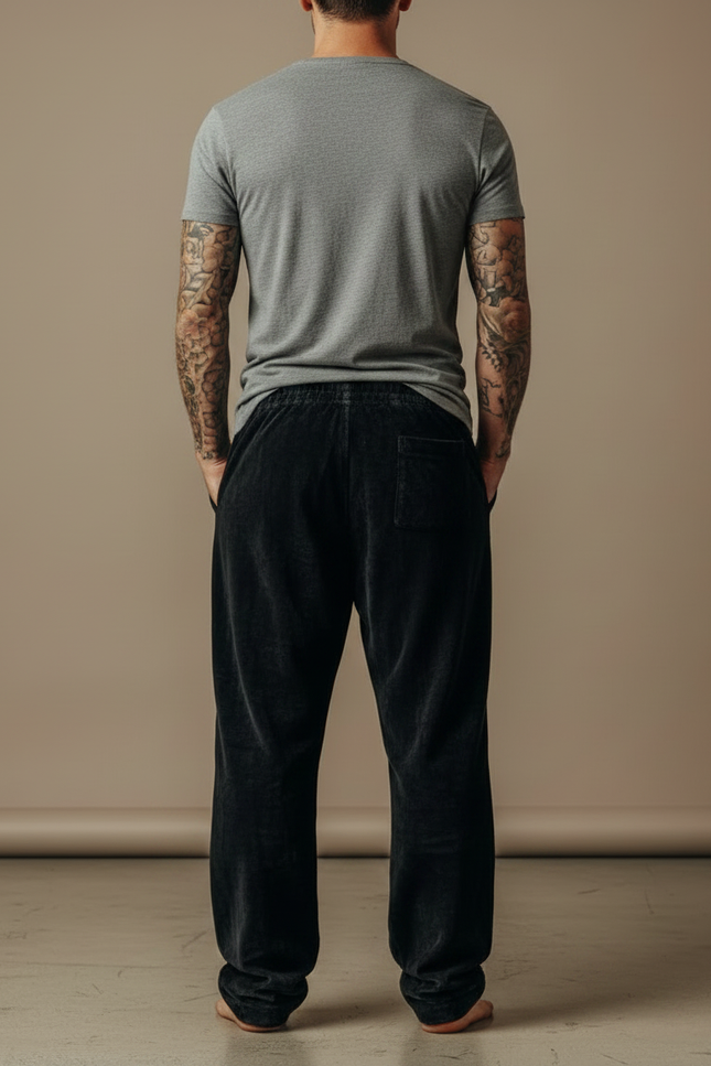 Pantalon Fluide Noir Ample Loup Viking Cordon Homme - Velours - vue 2