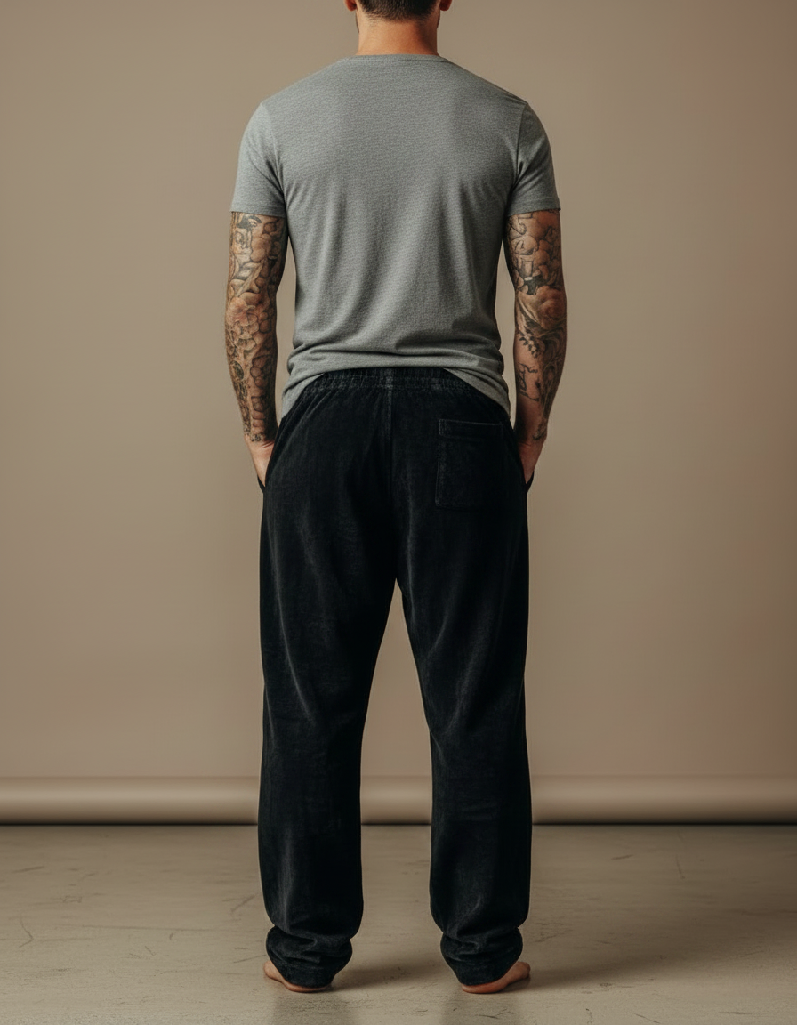 Pantalon Fluide Noir Ample Loup Viking Cordon Homme - Velours - vue 2