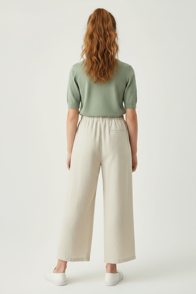Pantalon Fluide Beige Coton Ample Décontracté Fille - Lin - vue 2