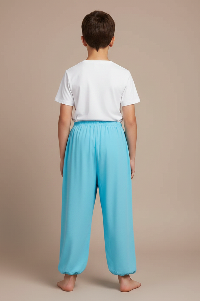 Pantalon Fluide Bleu Ciel Ample Léger Enfant - Polyester - vue 2