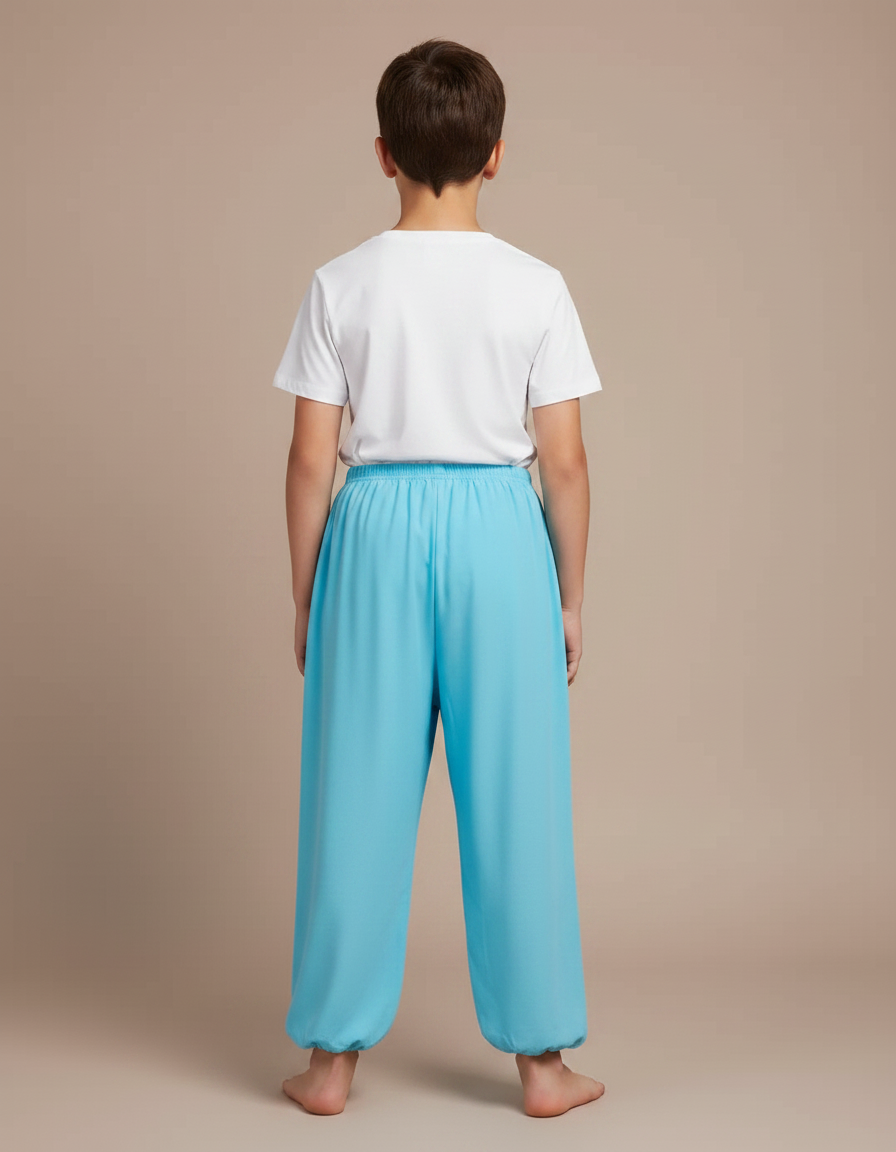 Pantalon Fluide Bleu Ciel Ample Léger Enfant - Polyester - vue 2