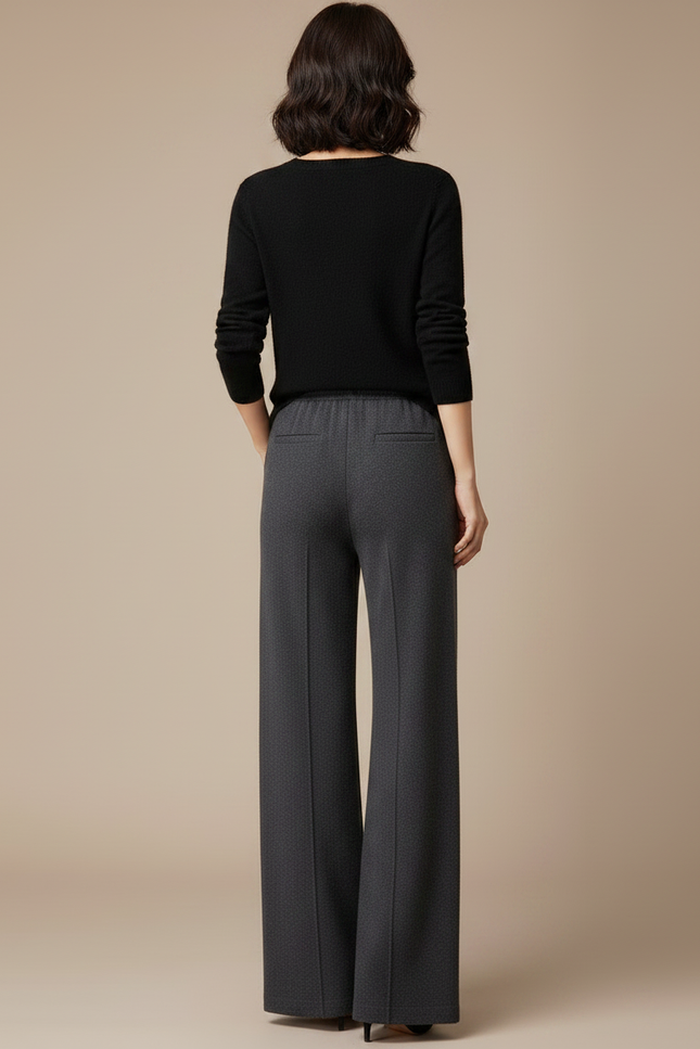Pantalon Fluide Gris Ample Maille Laine Casual - vue 2