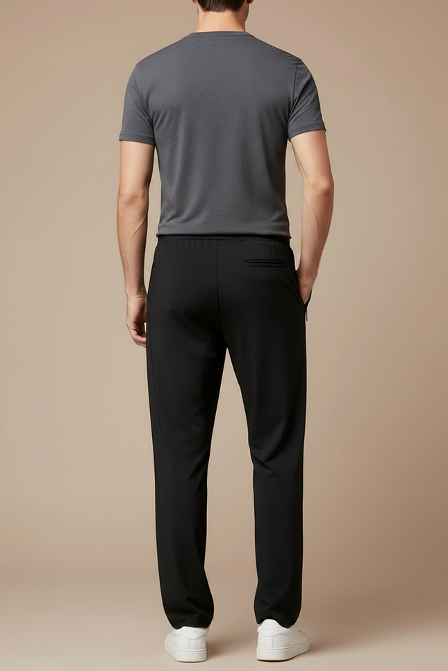 Pantalon Fluide Noir Ample Cordon Sport Homme - Polyester - vue 2