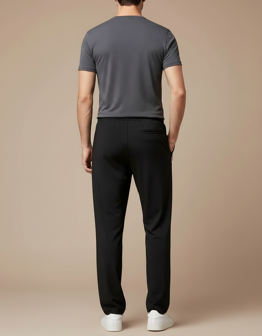 Pantalon Fluide Noir Ample Cordon Sport Homme - Polyester - vue 2