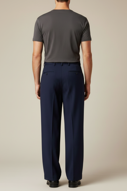 Pantalon Fluide Bleu Marine Chic - Gabardine - vue 2
