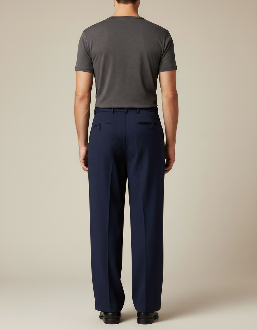 Pantalon Fluide Bleu Marine Chic - Gabardine - vue 2