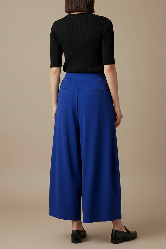 Pantalon Fluide Bleu Ample Taille Élastique Confortable - Viscose - vue 2