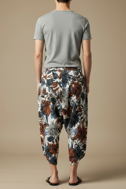Pantalon Fluide Imprimé Floral Harem Coton Lin - vue 2