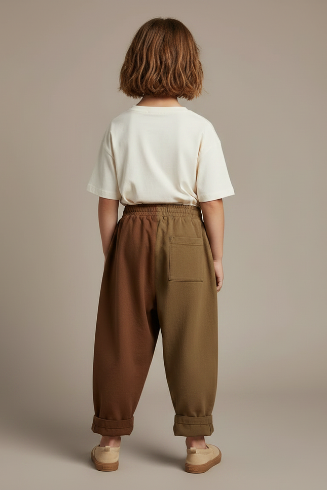 Pantalon Fluide Bicolore Ample Coton Casual Enfant - Multicolore - vue 2