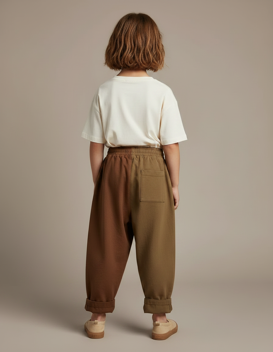 Pantalon Fluide Bicolore Ample Coton Casual Enfant - Multicolore - vue 2