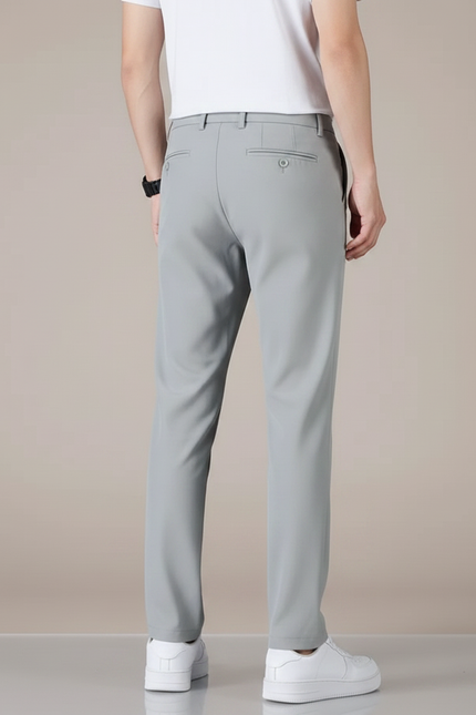 Pantalon Fluide Gris Droit Décontracté Homme Élégant - Polyester - vue 2
