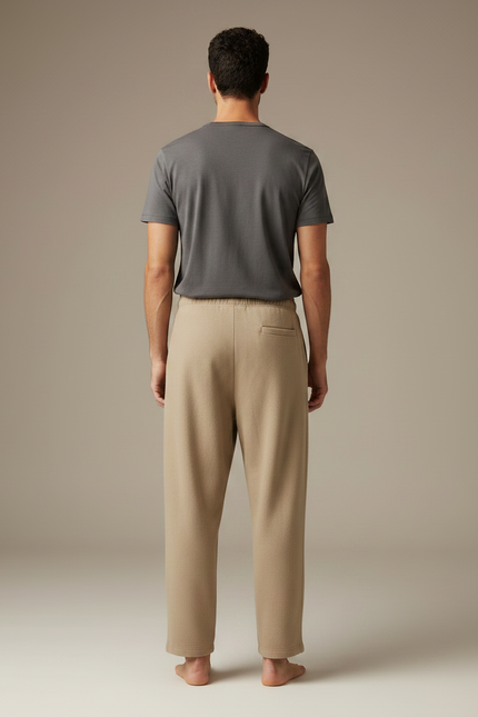 Pantalon Fluide Beige Large Décontracté Coton Homme - Molleton - vue 2