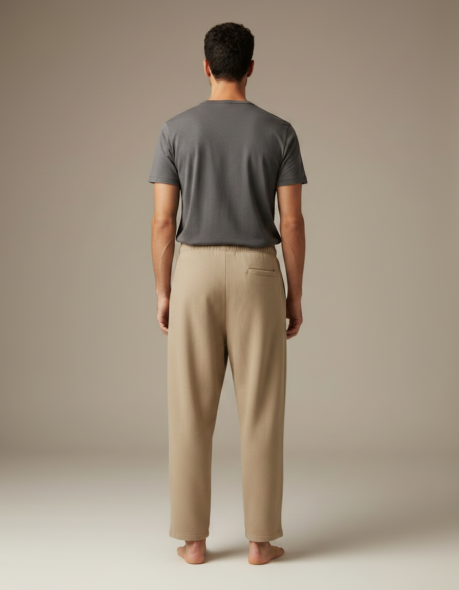 Pantalon Fluide Beige Large Décontracté Coton Homme - Molleton - vue 2