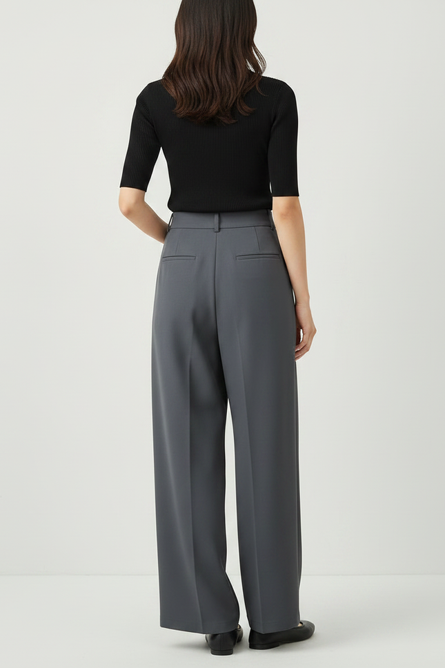 Pantalon Fluide Gris Femme - Polyester - vue 2