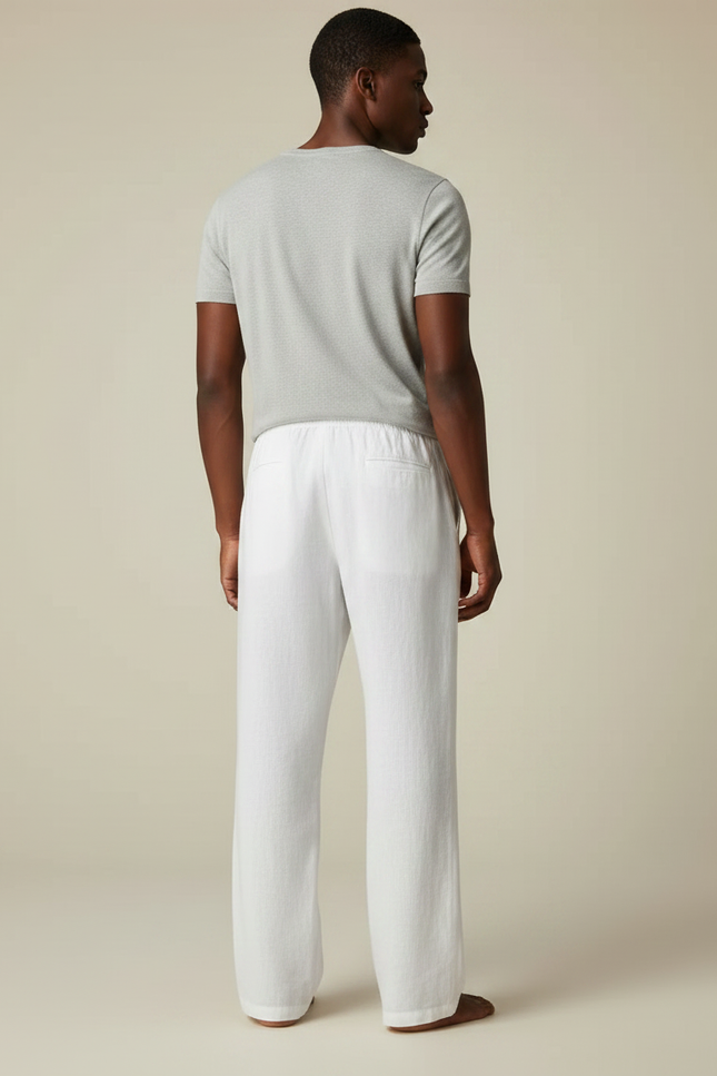 Pantalon Fluide Lin Blanc - vue 2