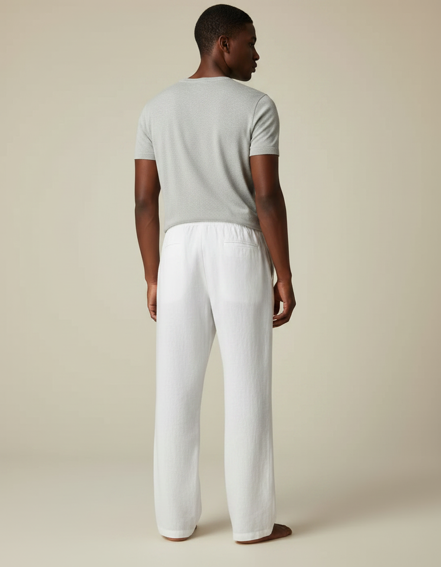 Pantalon Fluide Lin Blanc - vue 2
