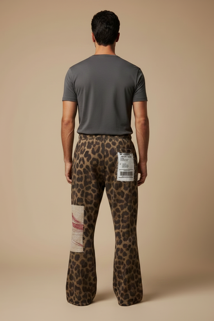 Pantalon Fluide Léopard Ample Rétro Déchiré Homme - Imprimé Molleton - vue 2