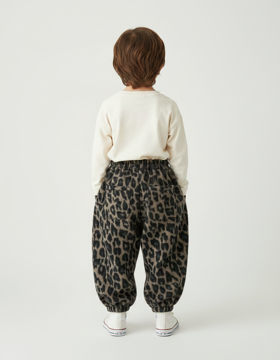 Pantalon Fluide Léopard Ample Polaire Élastique Chaud - Imprimé Molleton - vue 2