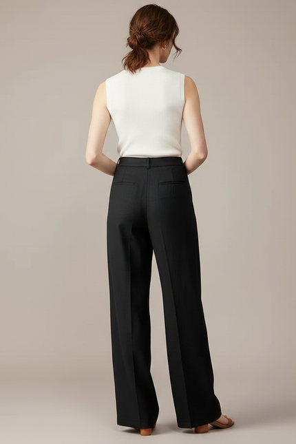 Pantalon Fluide Femme Noir Palazzo Viscose Chic Été - vue 2