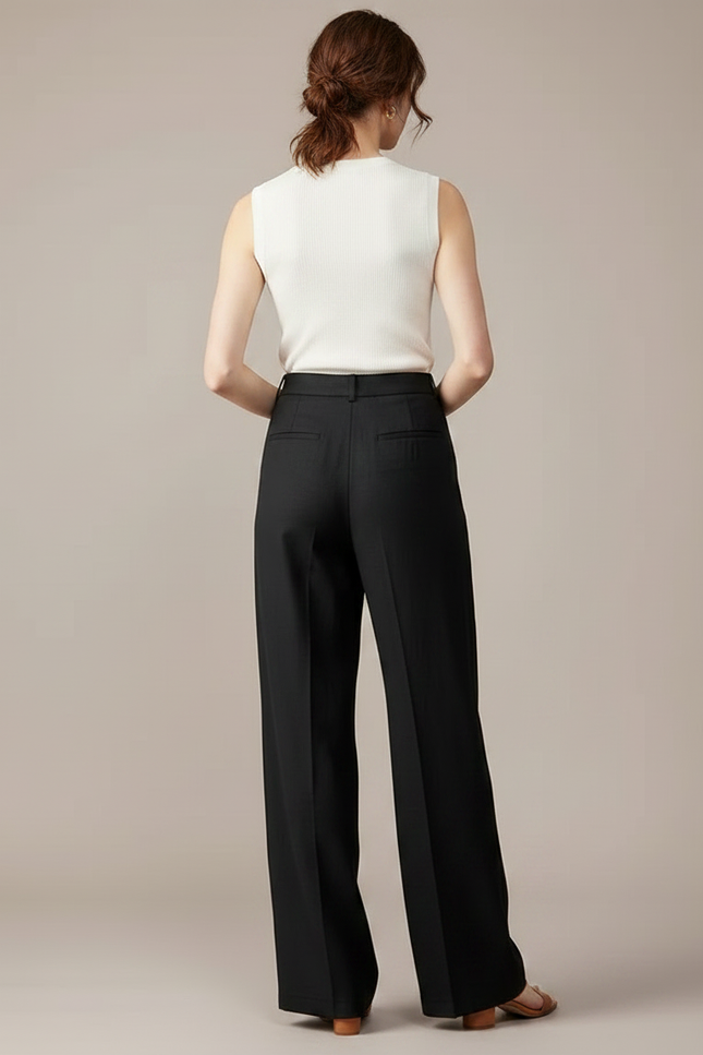 Pantalon Fluide Femme Noir Palazzo Viscose Chic Été - vue 2
