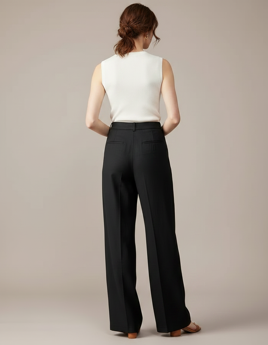 Pantalon Fluide Femme Noir Palazzo Viscose Chic Été - vue 2