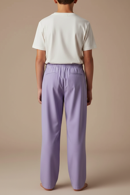 Pantalon Fluide Lavande Ample Enfant Cordon Confortable - Violet Gabardine - vue 2