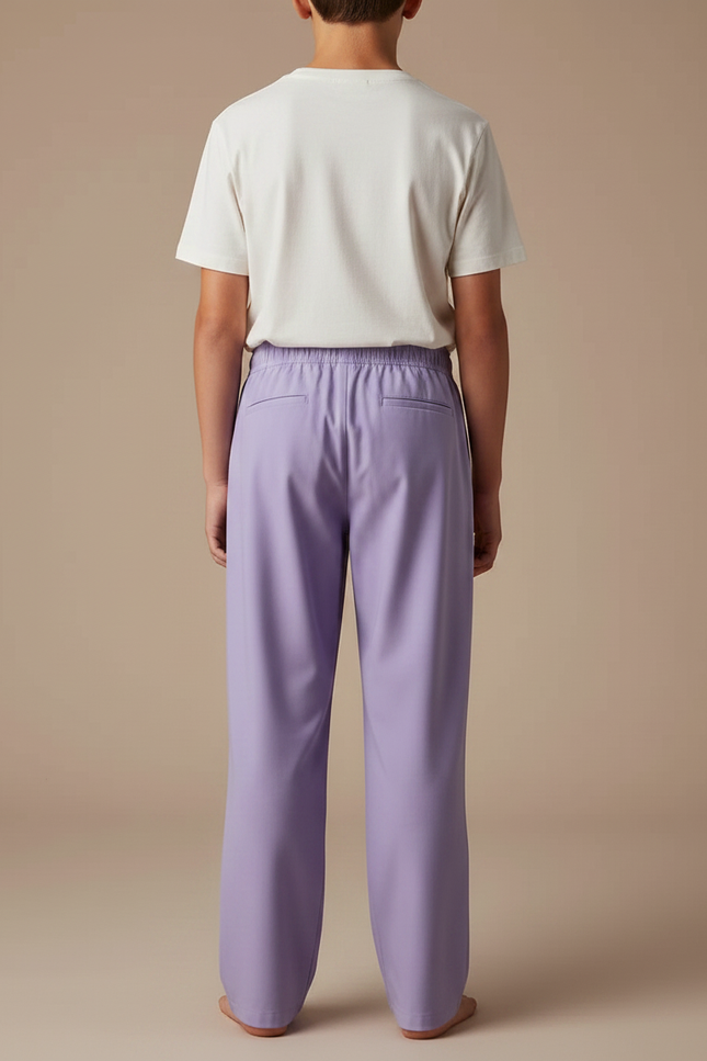 Pantalon Fluide Lavande Ample Enfant Cordon Confortable - Violet Gabardine - vue 2
