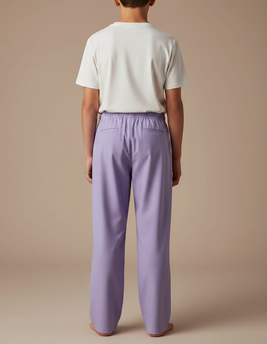 Pantalon Fluide Lavande Ample Enfant Cordon Confortable - Violet Gabardine - vue 2