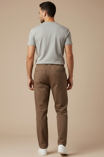 Pantalon Fluide Marron Sport Jogger Confortable Homme - Polyester - vue 2