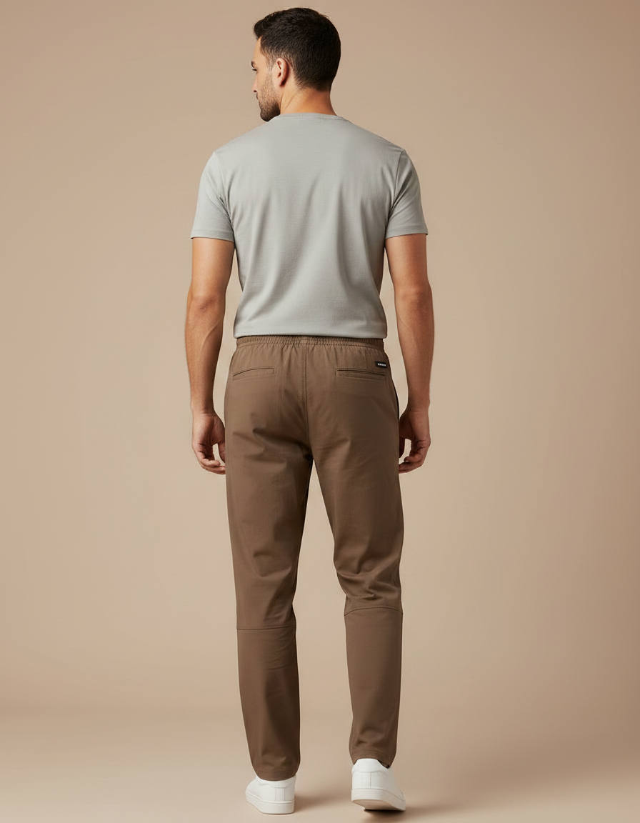 Pantalon Fluide Marron Sport Jogger Confortable Homme - Polyester - vue 2