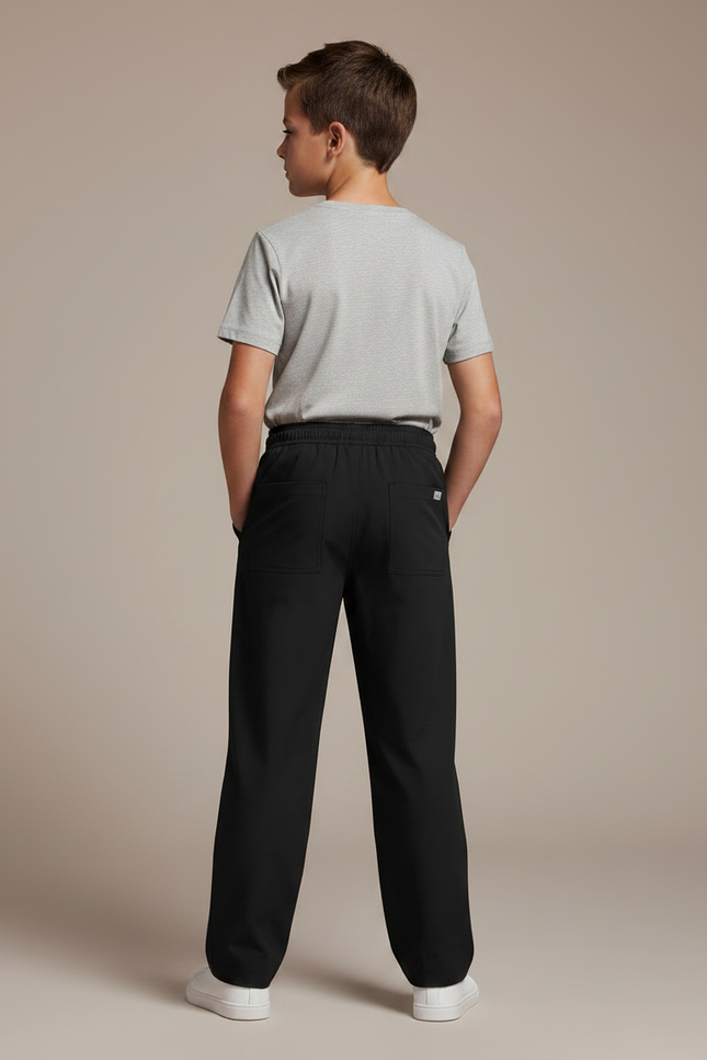 Pantalon Fluide Noir Ample Cordon Garçon - Polyester - vue 2