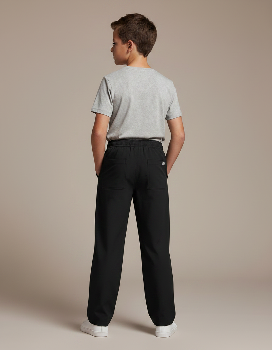 Pantalon Fluide Noir Ample Cordon Garçon - Polyester - vue 2