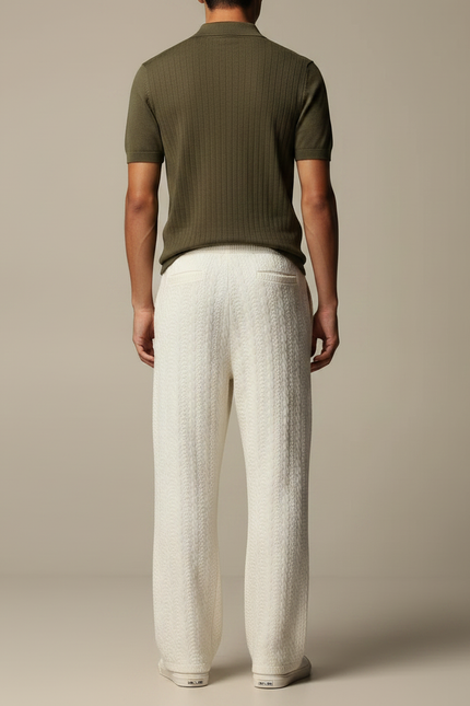 Pantalon Fluide Ecru - Beige Maille - vue 2