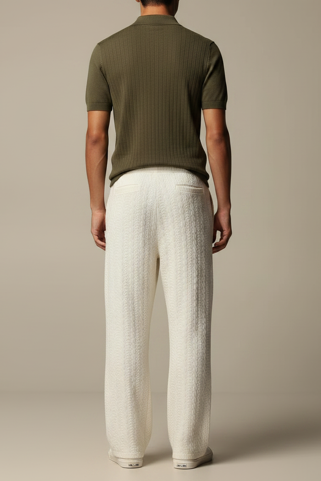 Pantalon Fluide Ecru - Beige Maille - vue 2