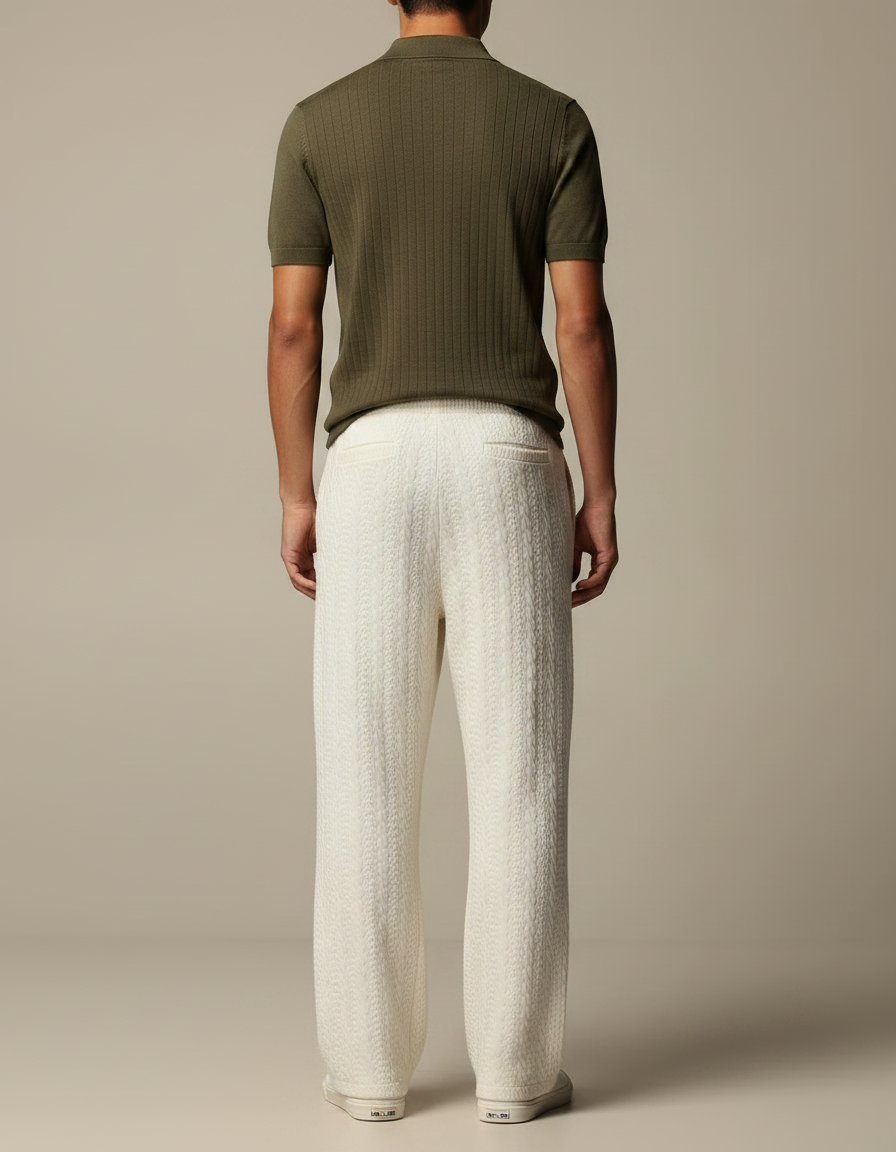 Pantalon Fluide Ecru - Beige Maille - vue 2