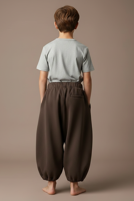 Pantalon Fluide Marron Ample Harem Enfants Décontracté - Molleton - vue 2