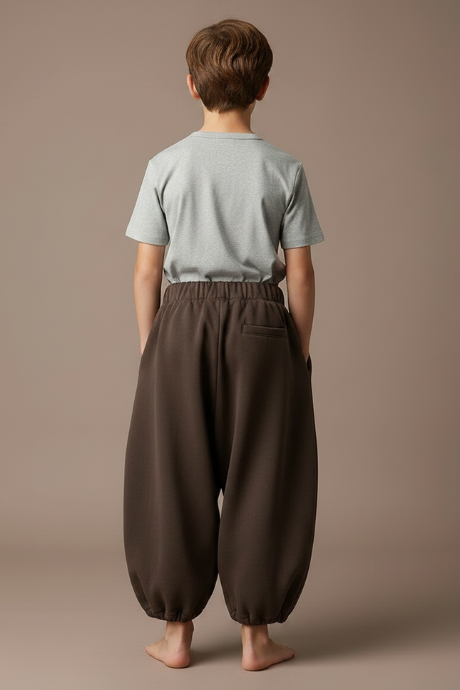 Pantalon Fluide Marron Ample Harem Enfants Décontracté - Molleton - vue 2