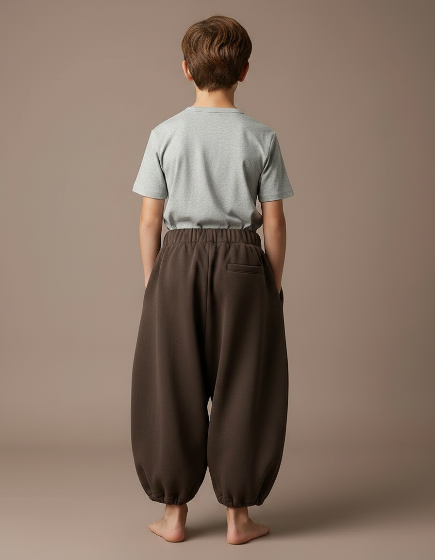 Pantalon Fluide Marron Ample Harem Enfants Décontracté - Molleton - vue 2