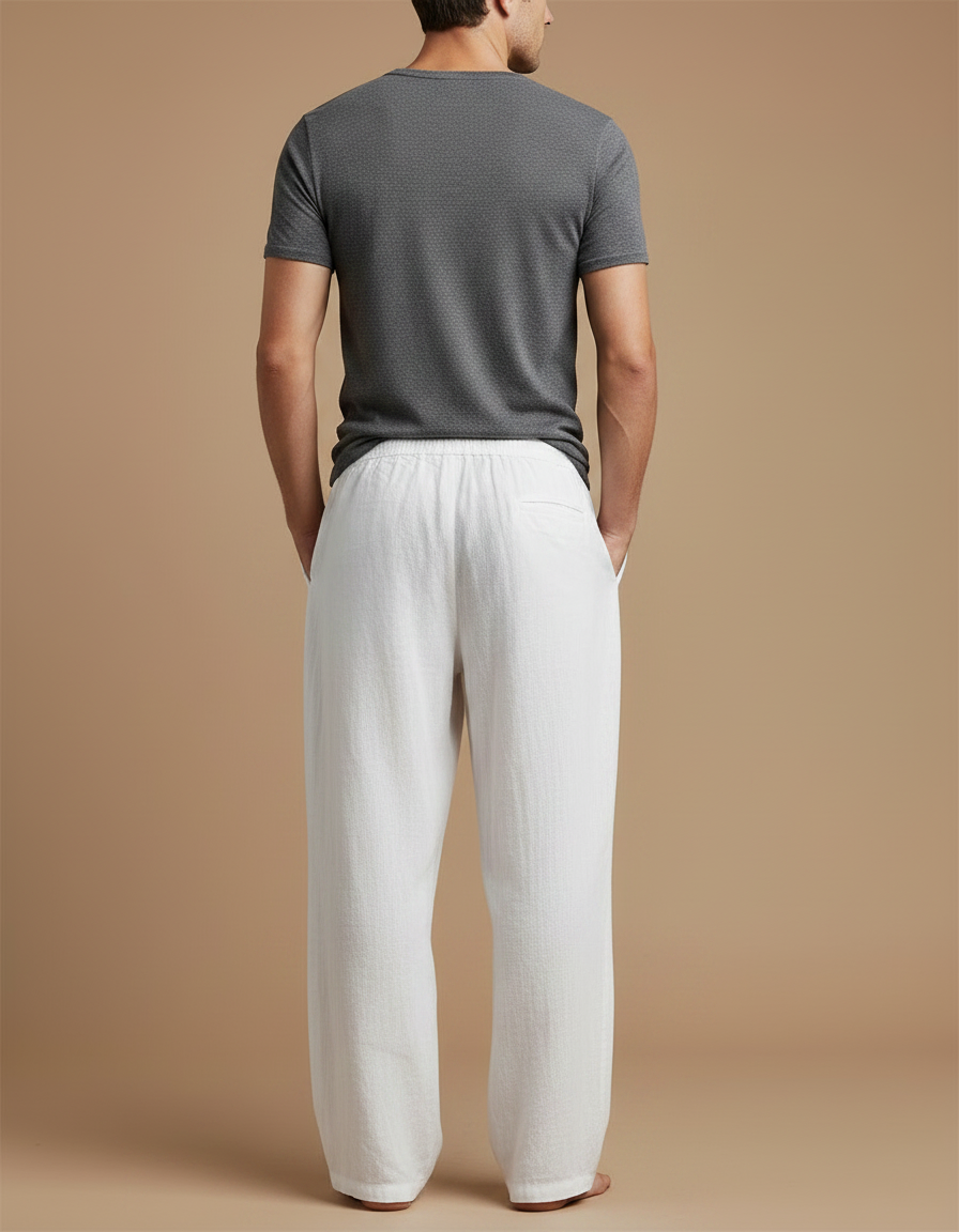 Pantalon Fluide Voyage - Blanc Lin - vue 2