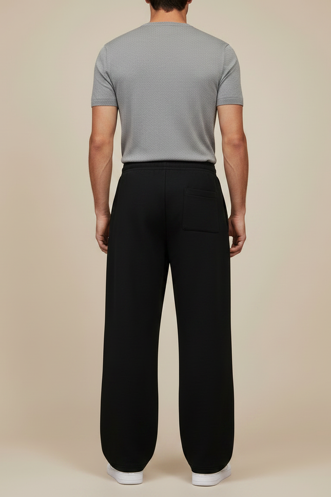 Pantalon Fluide Noir Ample Décontracté Confortable Cordon - Molleton - vue 2