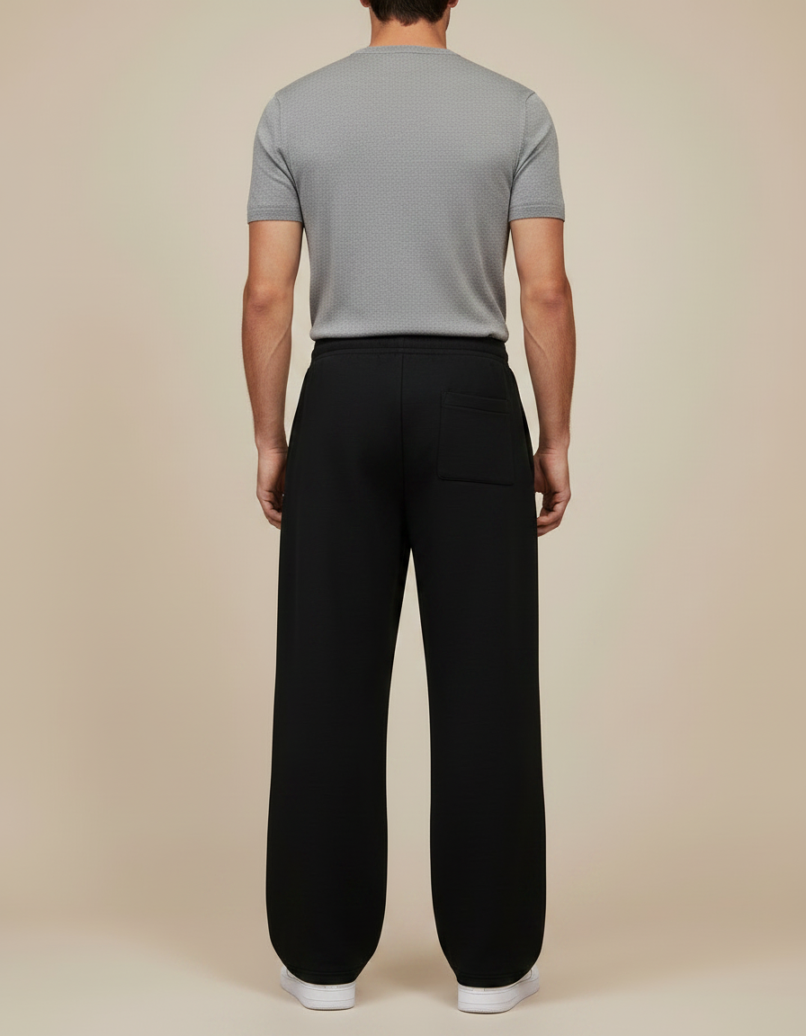 Pantalon Fluide Noir Ample Décontracté Confortable Cordon - Molleton - vue 2